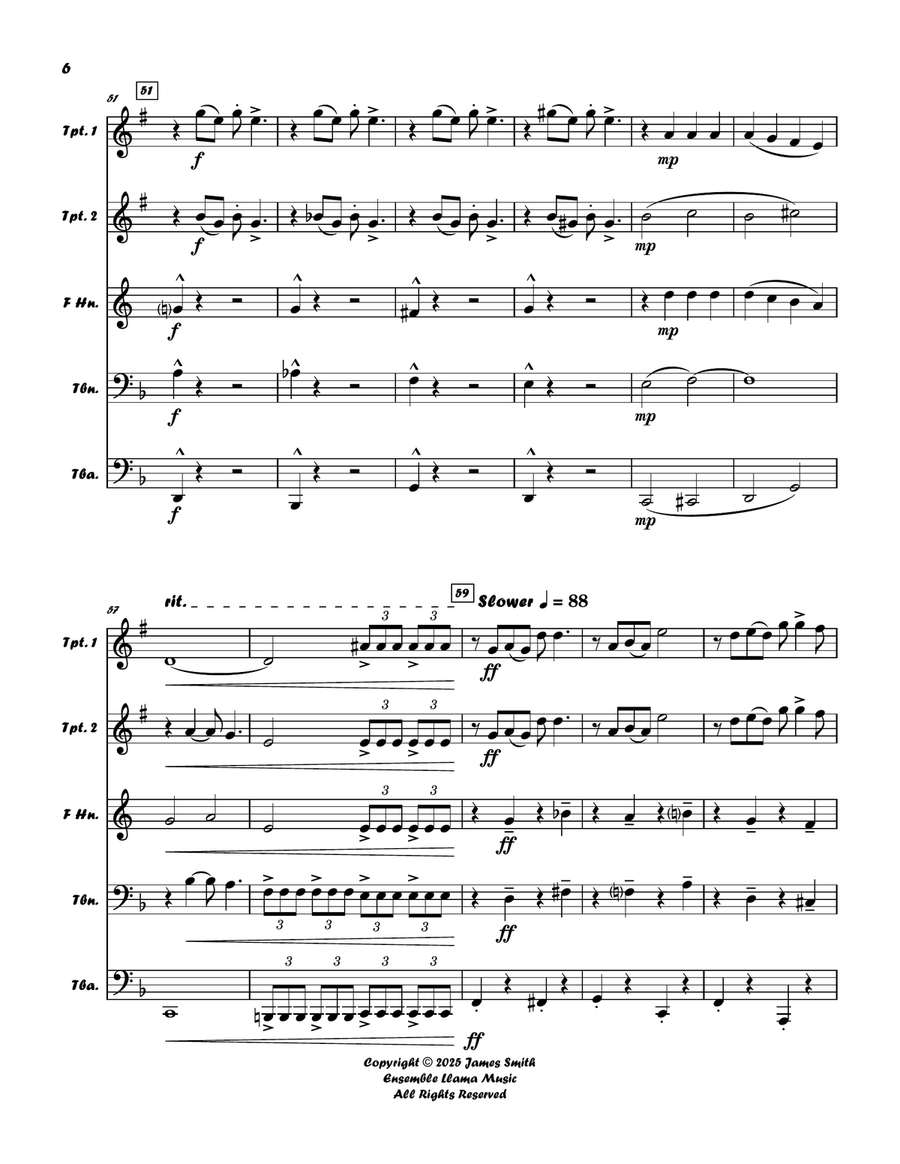 Ain't Misbehavin' (Fats Waller) For Brass Quintet Brass Quintet scores gallery preview page 6