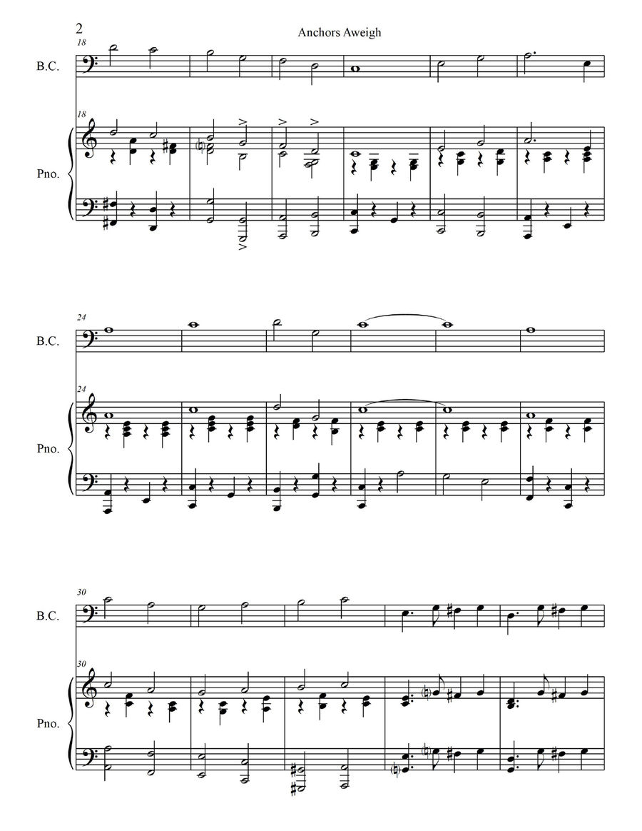 Anchors Aweigh - for Trombone/Baritone Horn B.C./Bassoon with Piano Accompaniment Bassoon scores gallery preview page 4