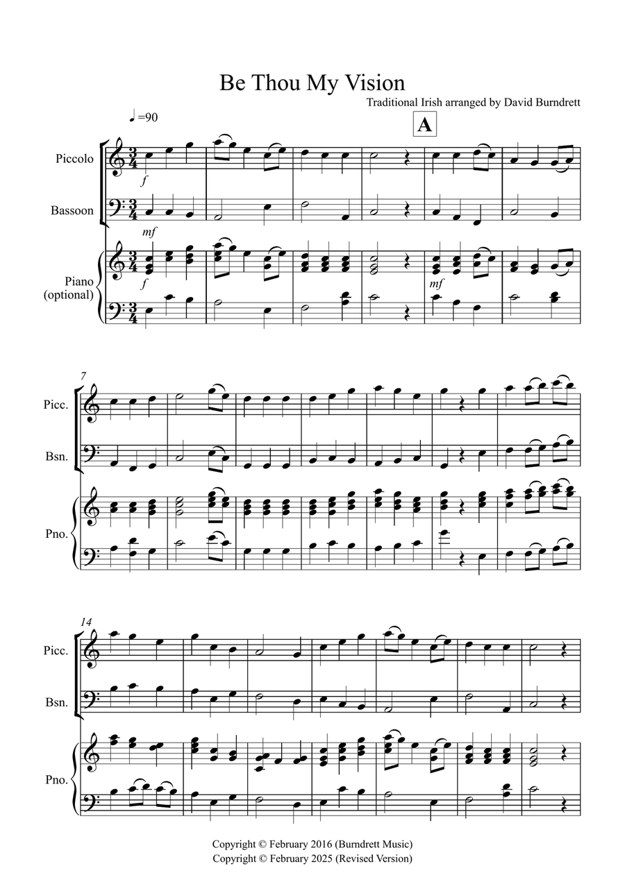 Be Thou My Vision for Piccolo for Bassoon Duet Woodwind Duet scores gallery preview page 1
