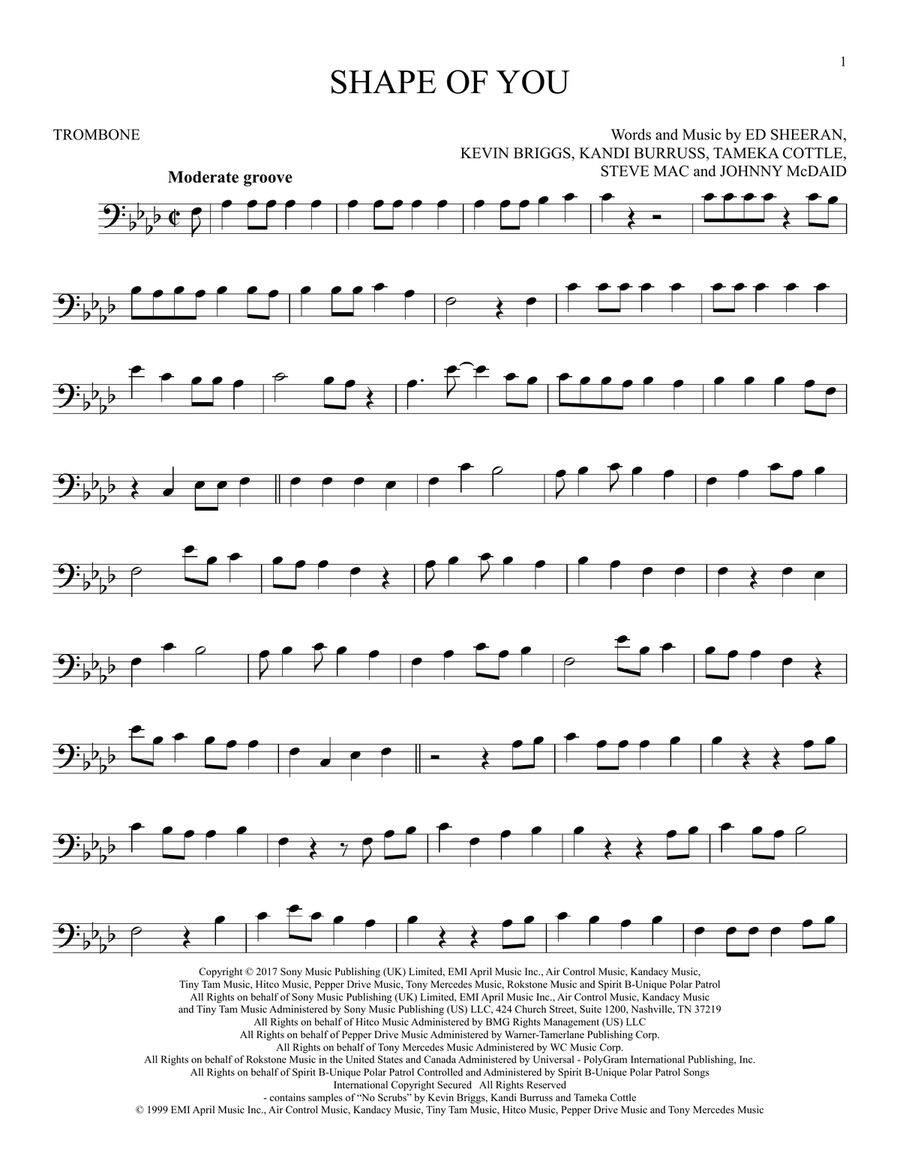 Shape Of You Shape Of You Trombone Solo scores gallery preview page 1