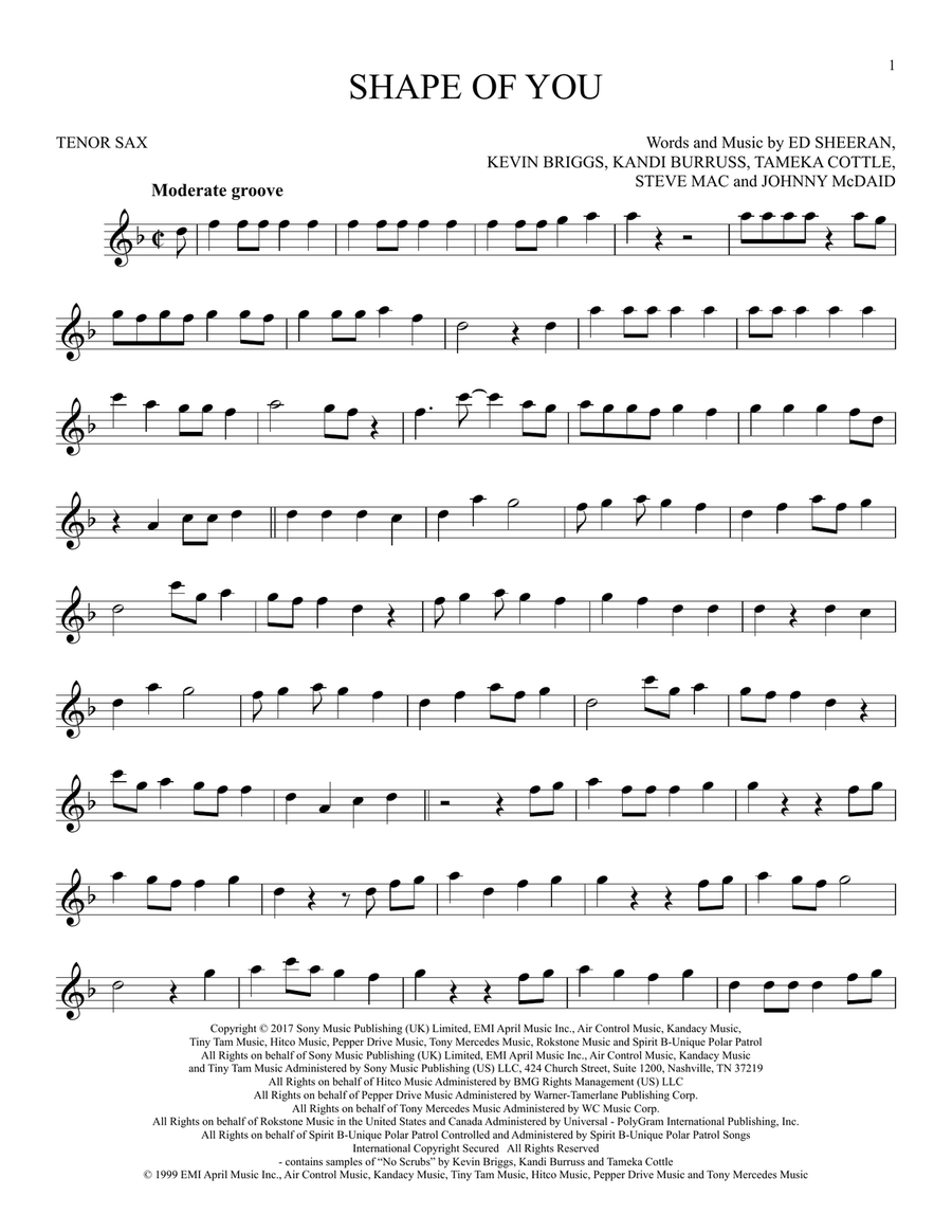 Shape Of You Shape Of You Tenor Saxophone scores gallery preview page 1