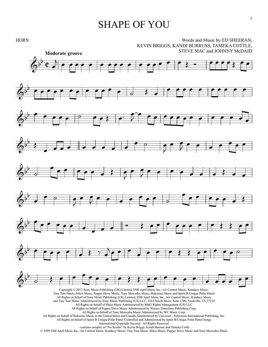 Shape Of You Shape Of You Horn Solo scores gallery preview page 1