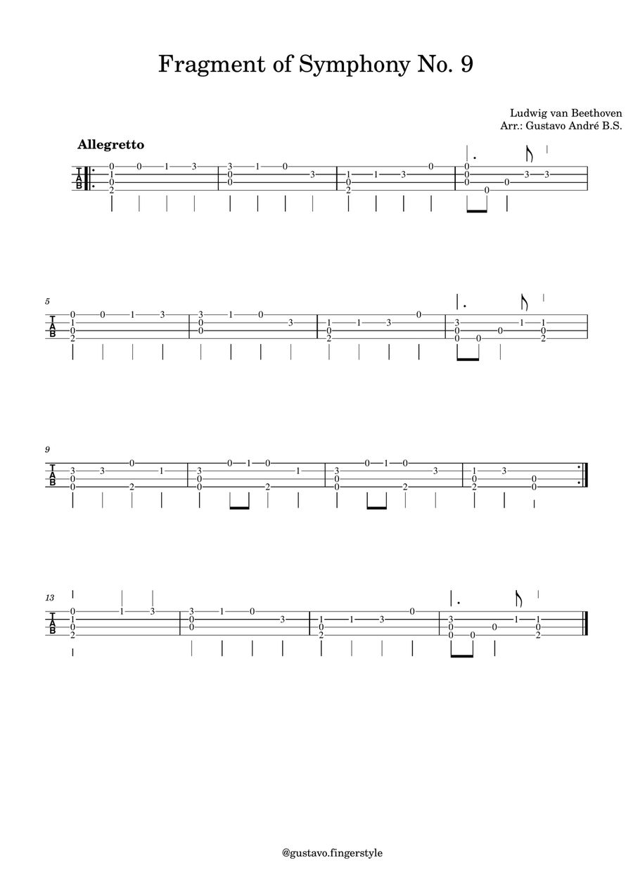 Fragment of Symphony No. 9 Ukulele scores gallery preview page 1