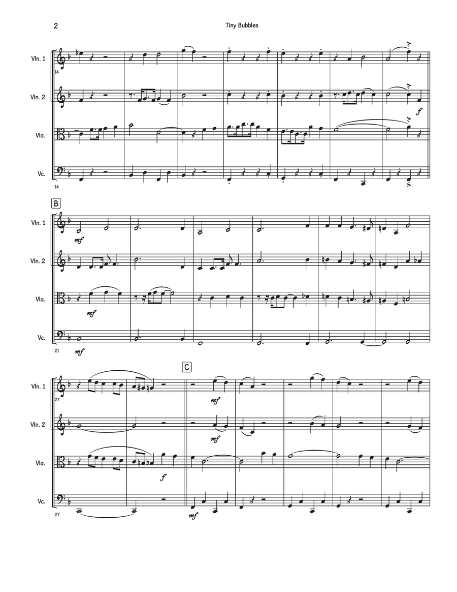 Tiny Bubbles Tiny Bubbles String Quartet scores gallery preview page 2
