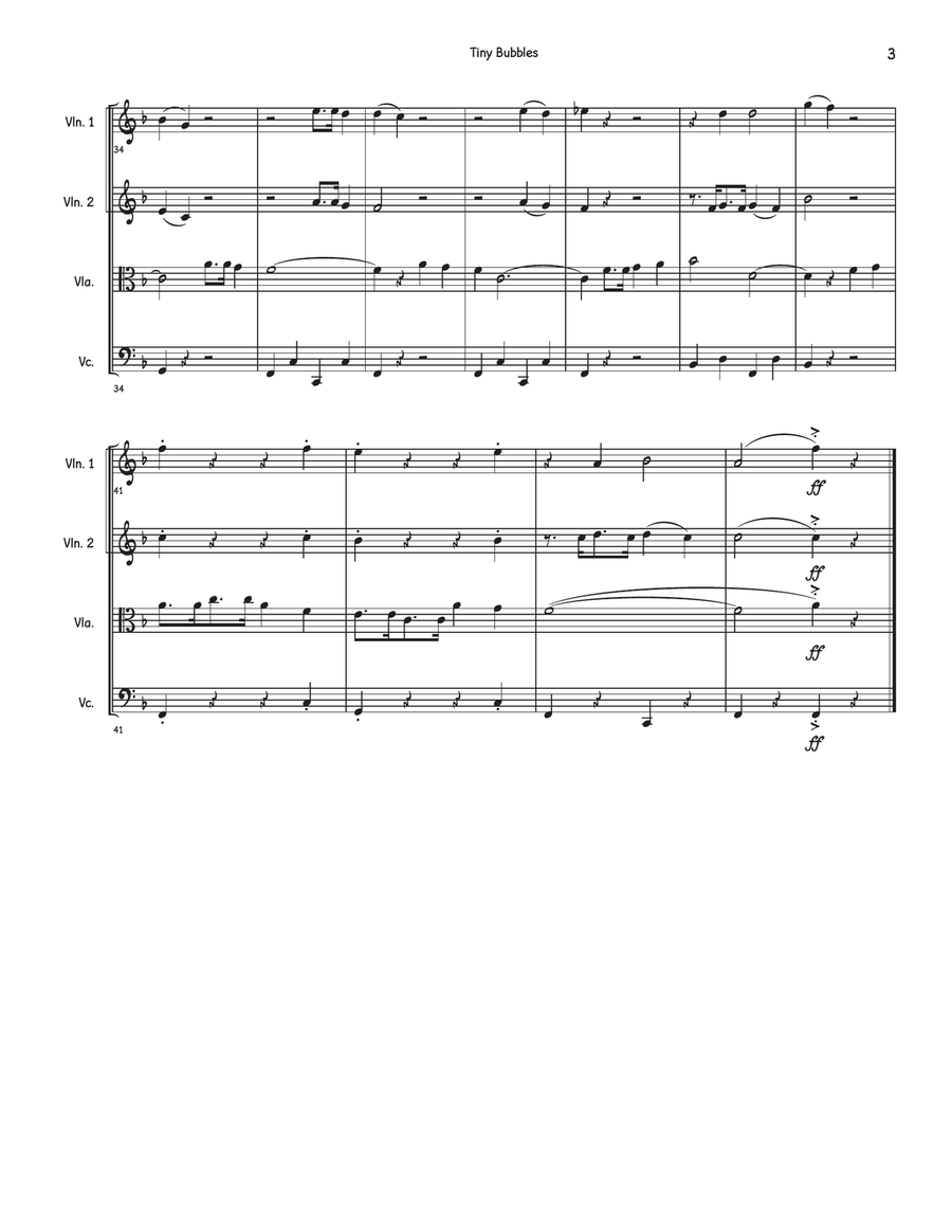 Tiny Bubbles Tiny Bubbles String Quartet scores gallery preview page 3