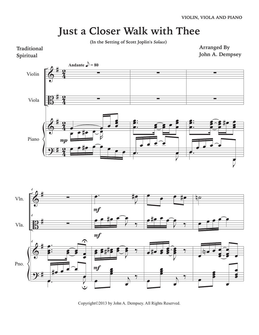 Just a Closer Walk With Thee / Solace (Trio for Violin, Viola and Piano) Small Ensemble scores gallery preview page 5