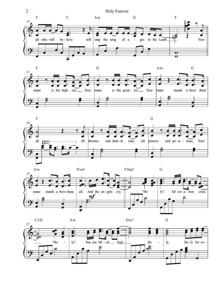 Holy Forever Piano Solo scores gallery preview page 3