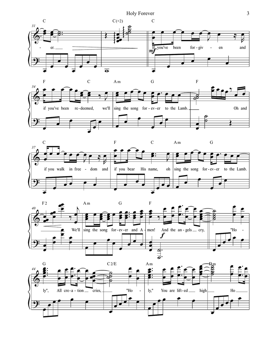 Holy Forever Piano Solo scores gallery preview page 4