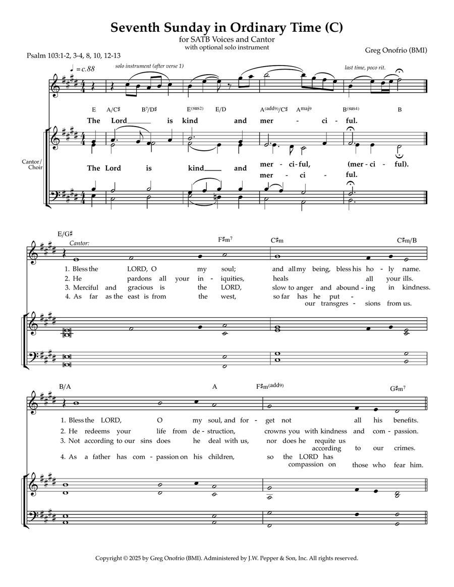 Psalm 103: Seventh Sunday in Ordinary Time (Year C) 4-Part scores gallery preview page 1