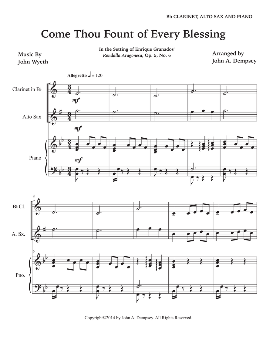 Come Thou Fount of Every Blessing (Trio for Clarinet, Alto Sax and Piano) Small Ensemble scores gallery preview page 5