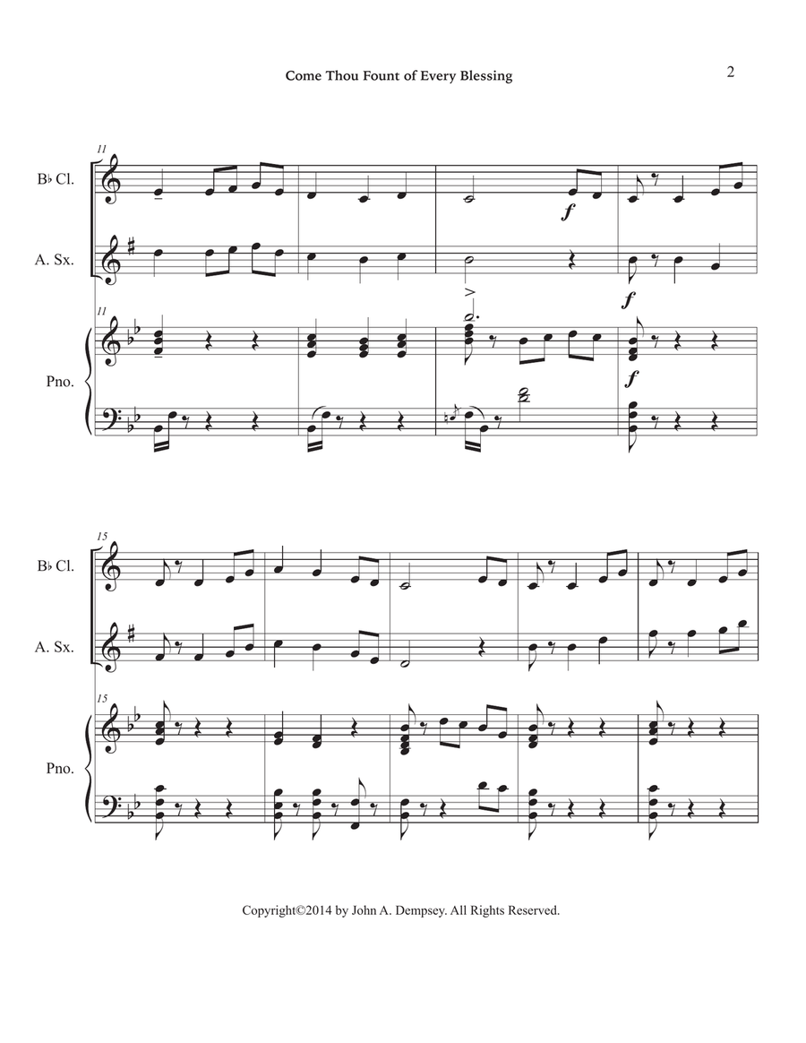 Come Thou Fount of Every Blessing (Trio for Clarinet, Alto Sax and Piano) Small Ensemble scores gallery preview page 6