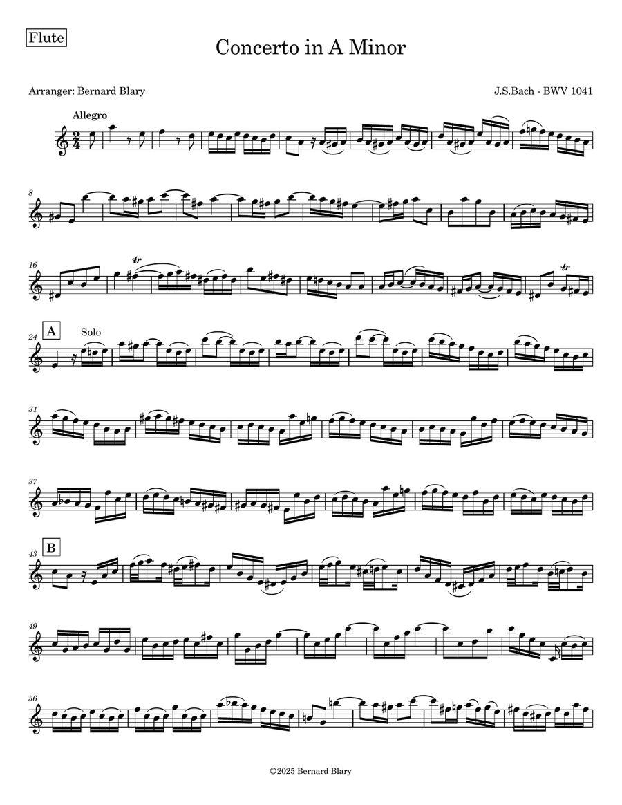 Concerto in A Minor - BWV 1041 Chamber Music scores gallery preview page 1