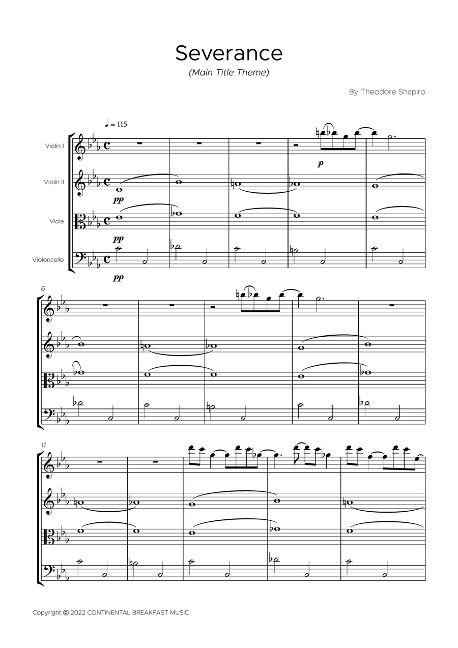 Severance - Main Title Theme String Quartet scores gallery preview page 1