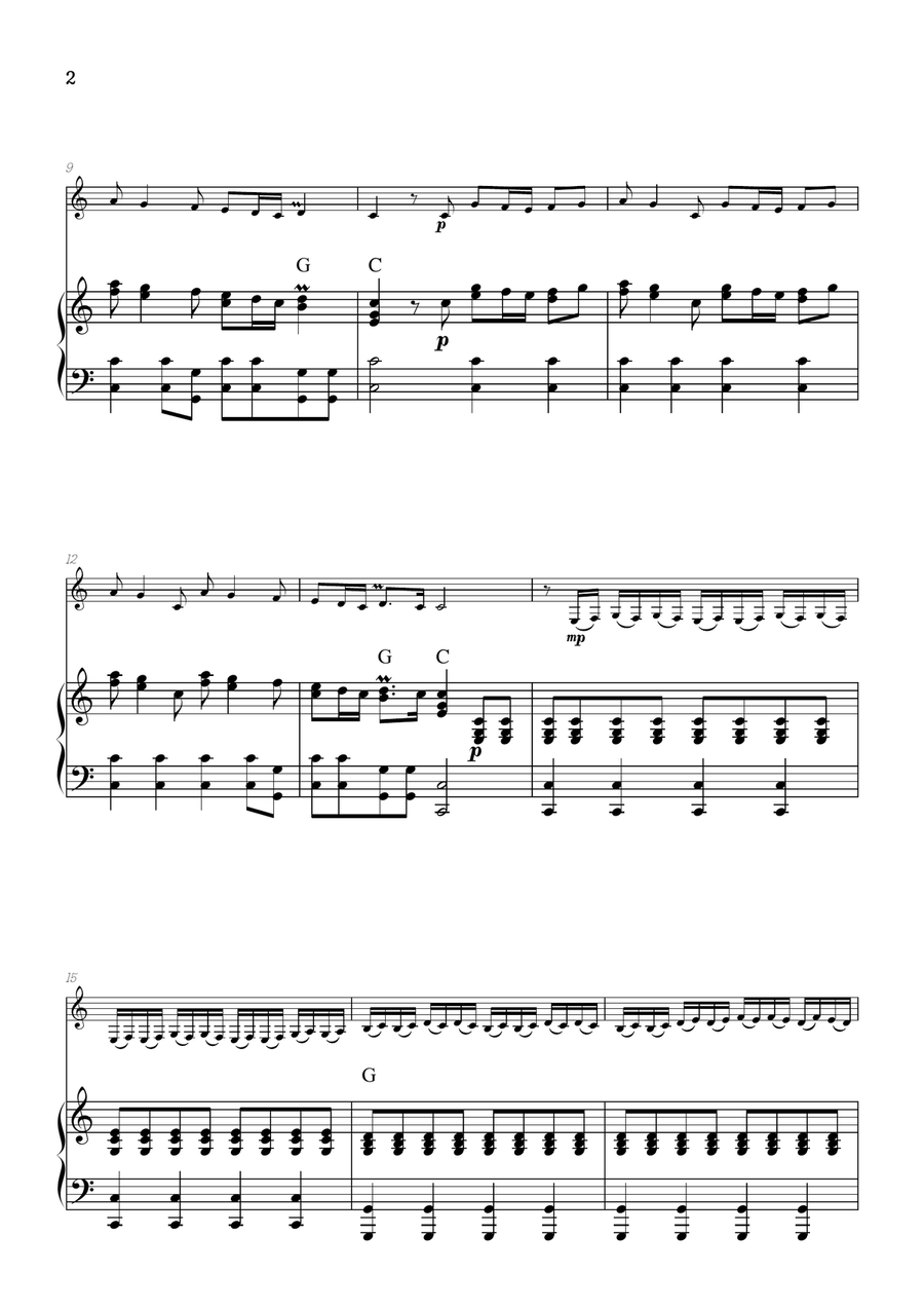 Vivaldi • The Four Seasons: Spring | Cmaj • french horn sheet music w/ piano accompaniment (chords) Chamber Music scores gallery preview page 2