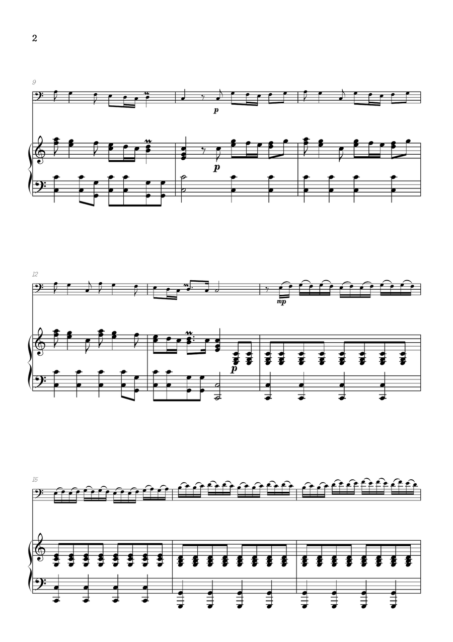 Vivaldi • The Four Seasons: Spring | Cmaj • cello sheet music w/ piano accompaniment Chamber Music scores gallery preview page 2