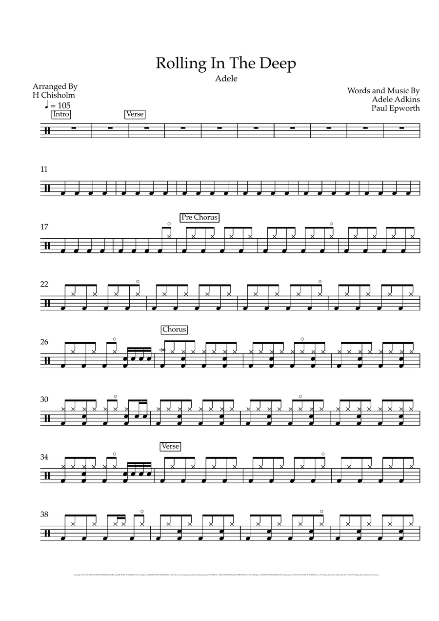 Rolling In The Deep Drum Set scores gallery preview page 1
