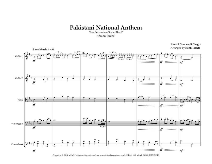 Pakistani National Anthem for String Orchestra (World National Anthems Series) String Orchestra scores gallery preview page 2