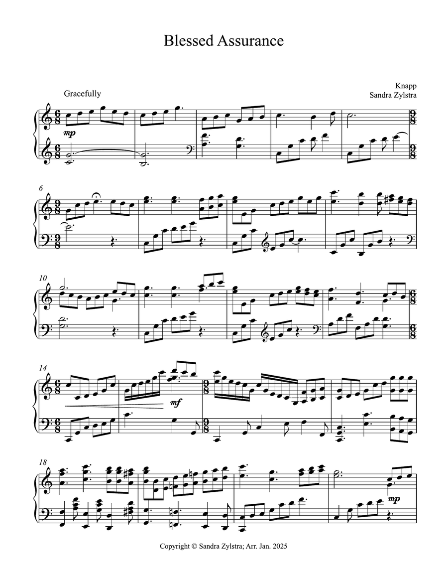 Blessed Assurance (intermediate piano solo) Piano Solo scores gallery preview page 2