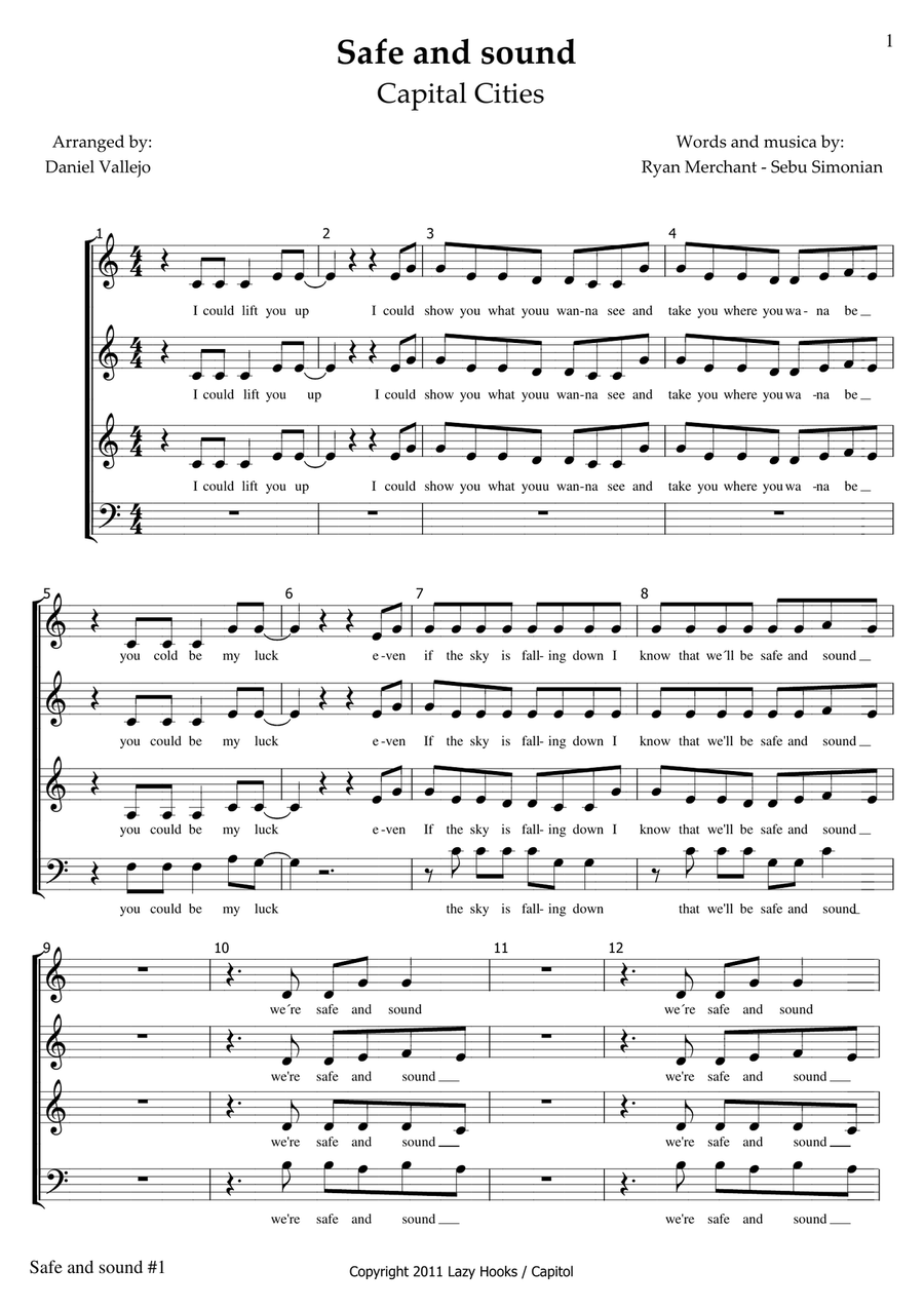 Safe And Sound Safe And Sound 4-Part scores gallery preview page 1