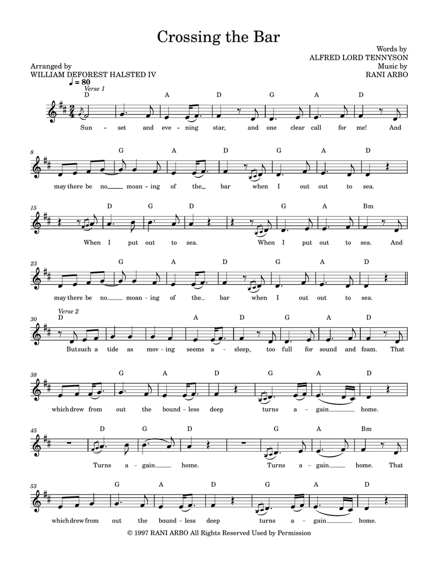 Crossing The Bar Crossing The Bar Piano scores gallery preview page 1