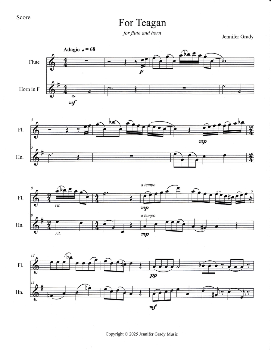 For Teagan For Teagan Woodwind Duet scores gallery preview page 1