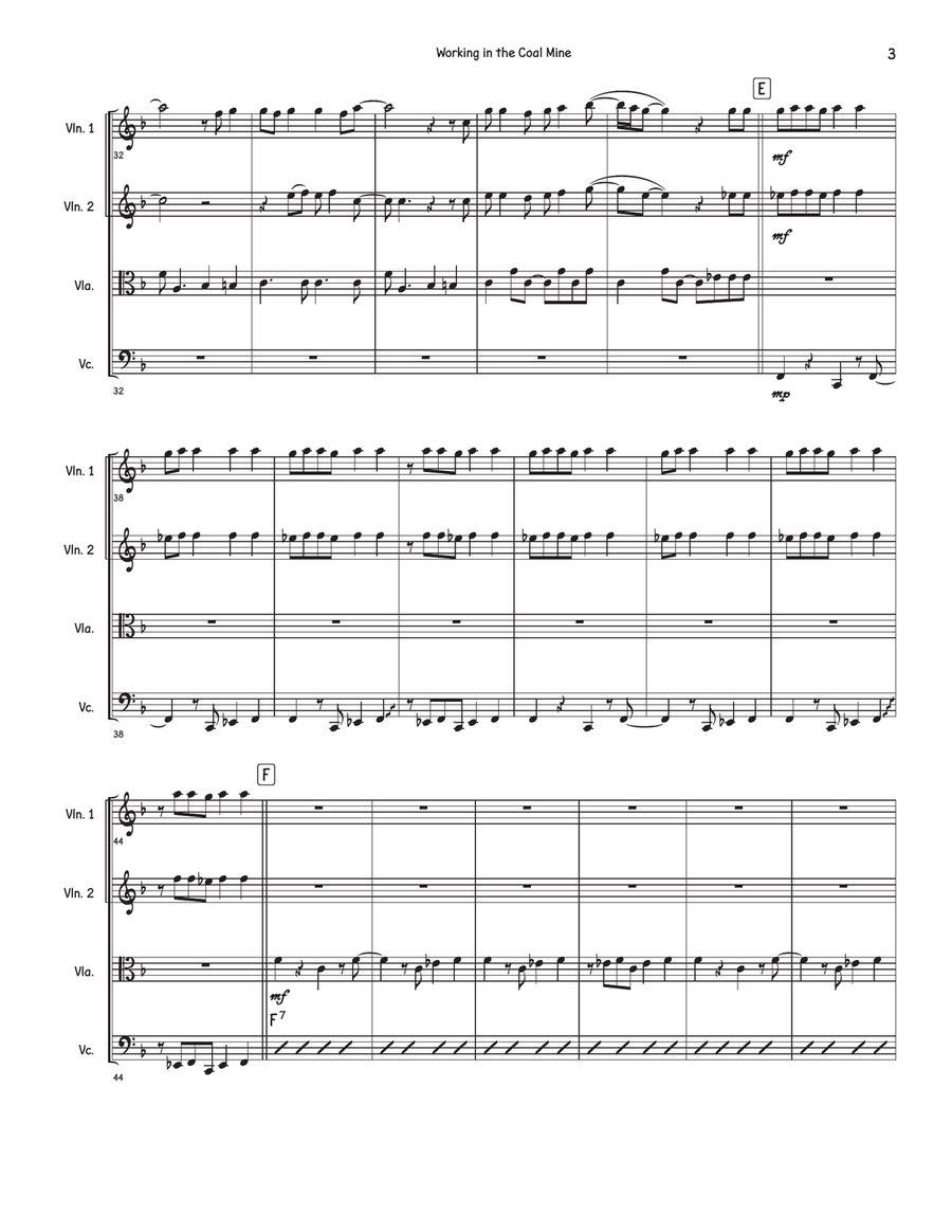 Working In The Coal Mine String Quartet scores gallery preview page 3
