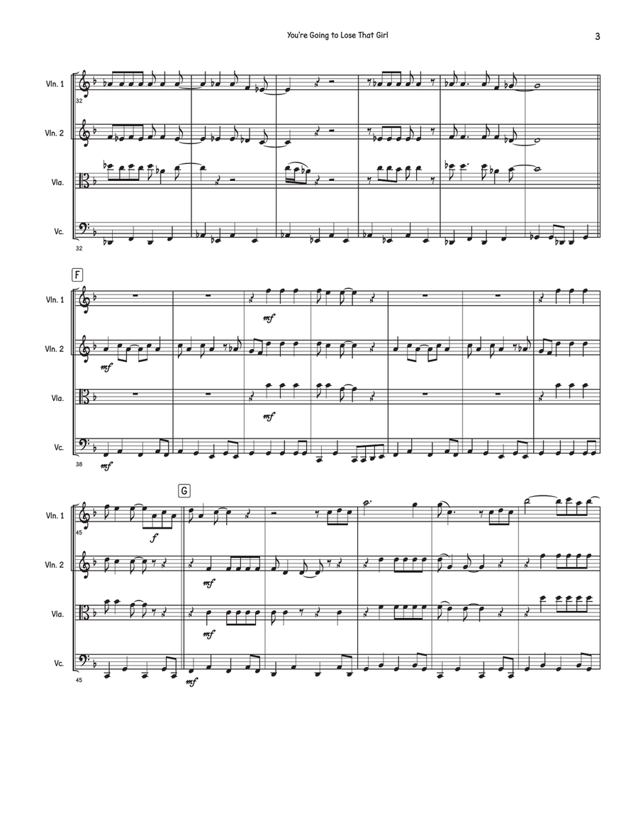 You're Going To Lose That Girl String Quartet scores gallery preview page 3