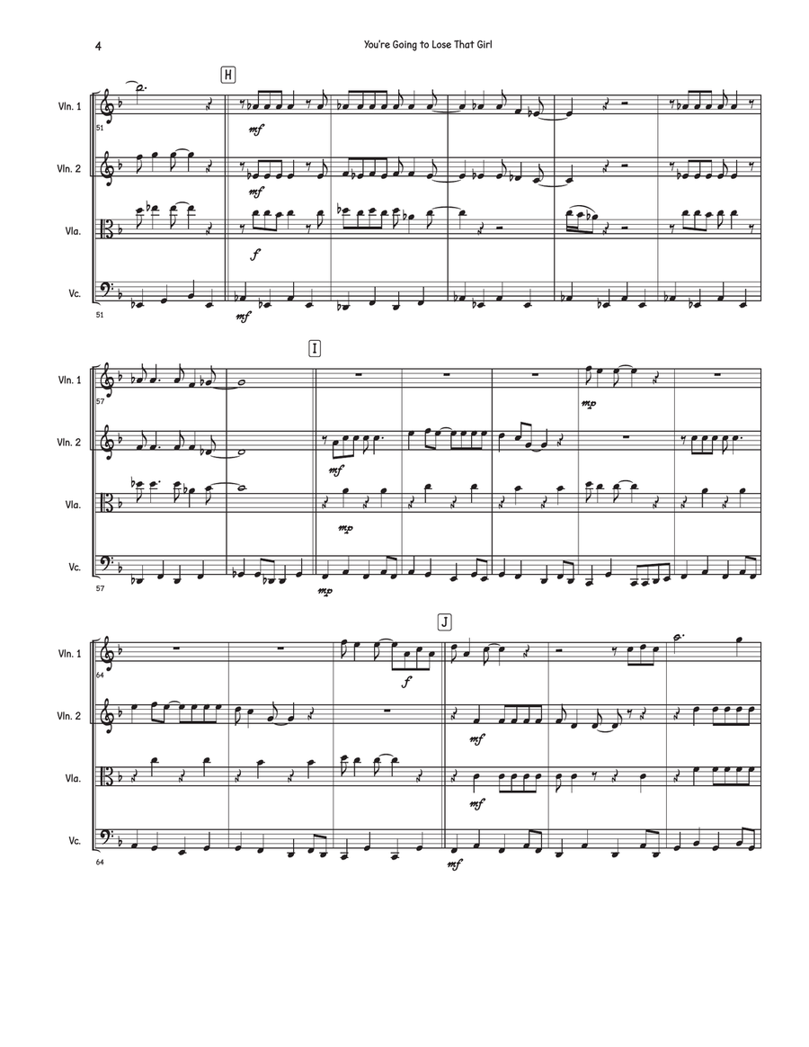 You're Going To Lose That Girl String Quartet scores gallery preview page 4