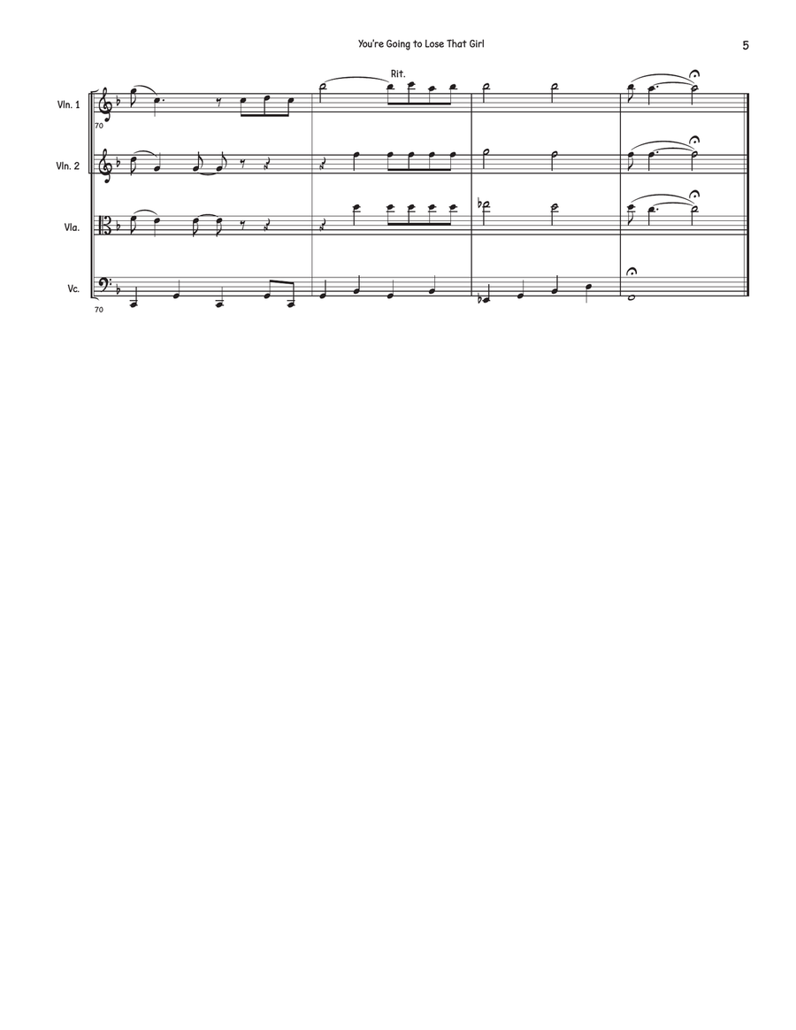 You're Going To Lose That Girl String Quartet scores gallery preview page 5