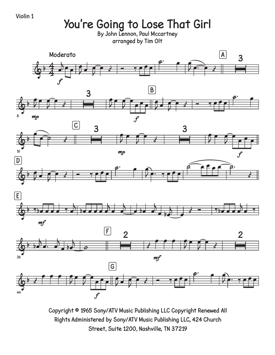 You're Going To Lose That Girl String Quartet scores gallery preview page 6