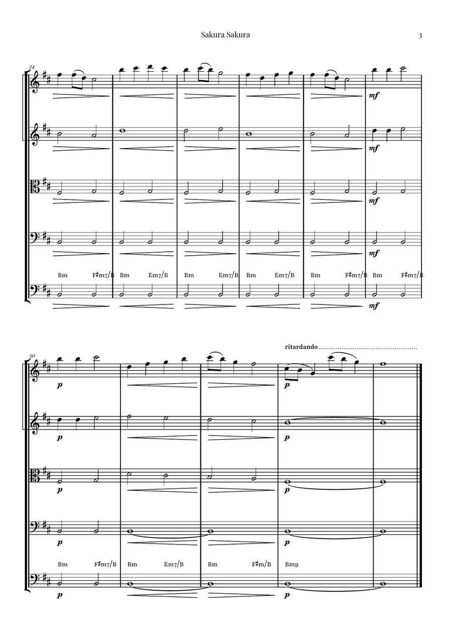 Sakura Sakura (Cherry Blossoms) – BEAUTIFUL Arrangement String Orchestra scores gallery preview page 3