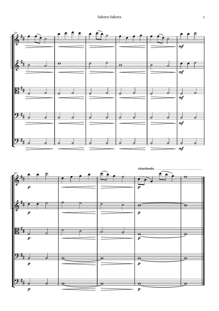 Sakura Sakura (Cherry Blossoms) – BEAUTIFUL Arrangement String Orchestra scores gallery preview page 3
