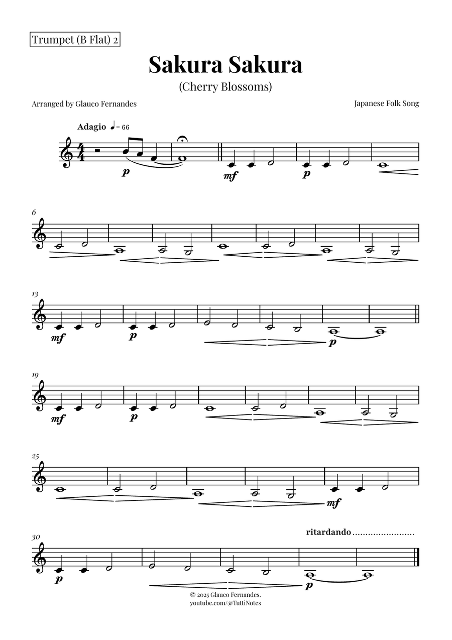 Sakura Sakura (Cherry Blossoms) – BEAUTIFUL Arrangement Brass Quintet scores gallery preview page 5