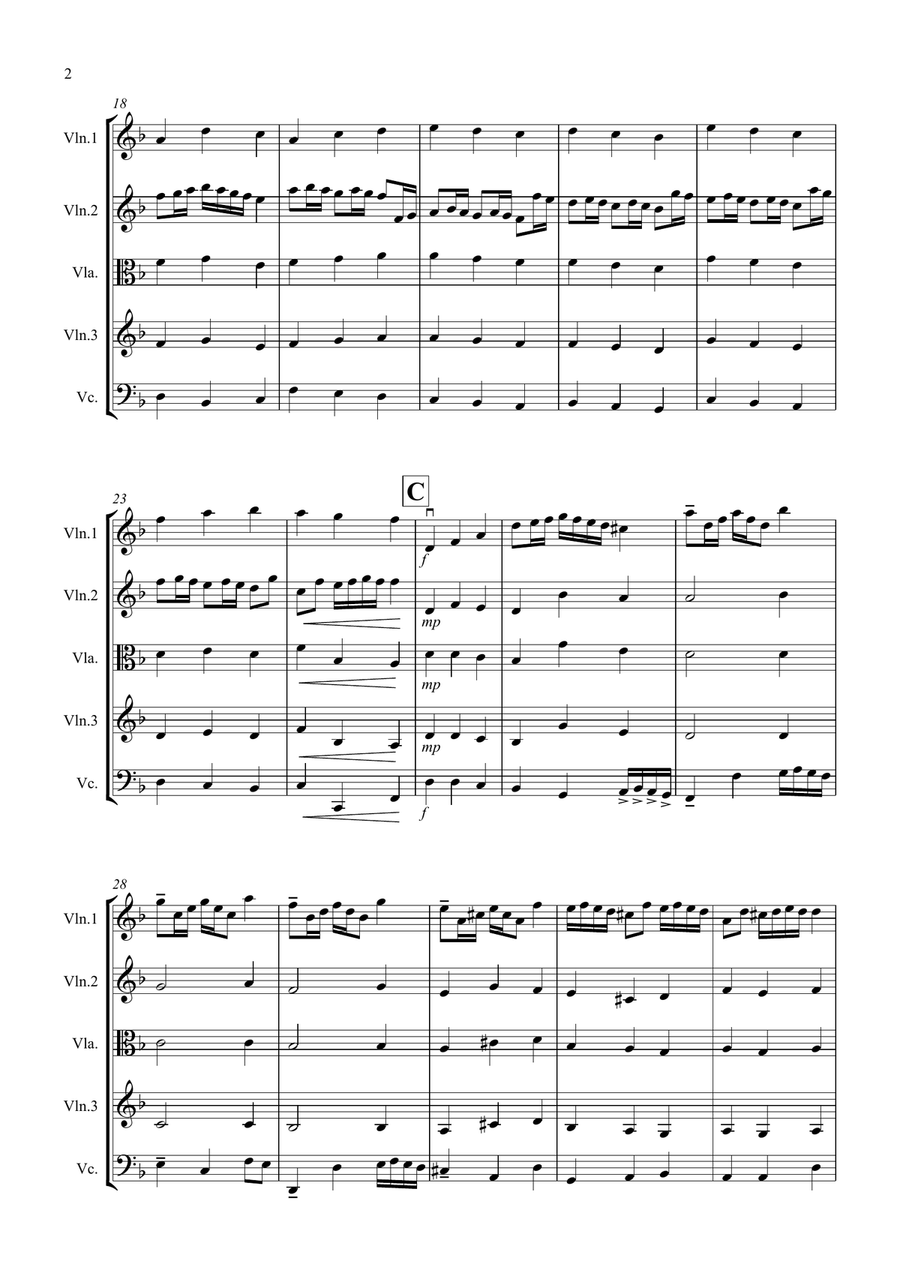 Rondeau (from Abdelazer) for String Quartet String Quartet scores gallery preview page 2