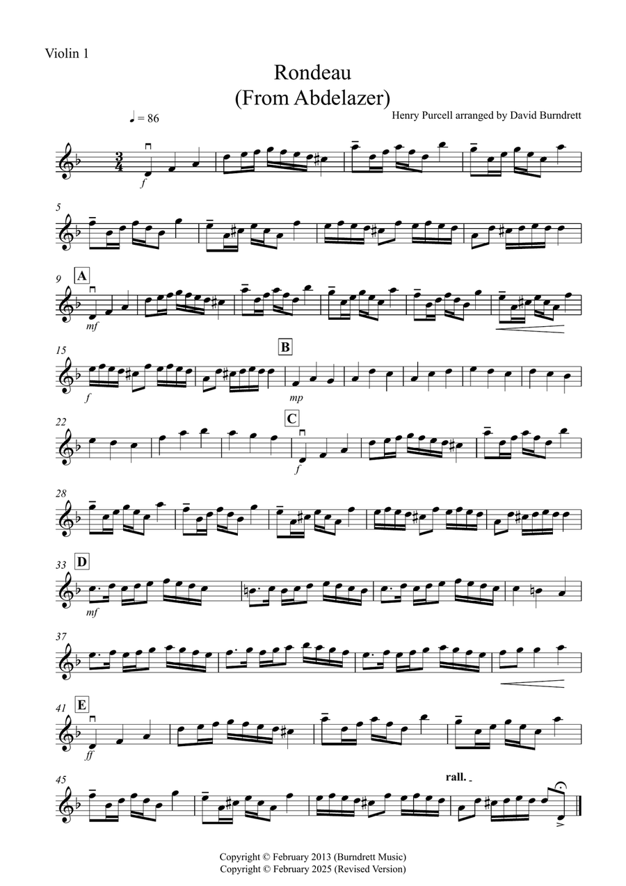 Rondeau (from Abdelazer) for String Quartet String Quartet scores gallery preview page 5