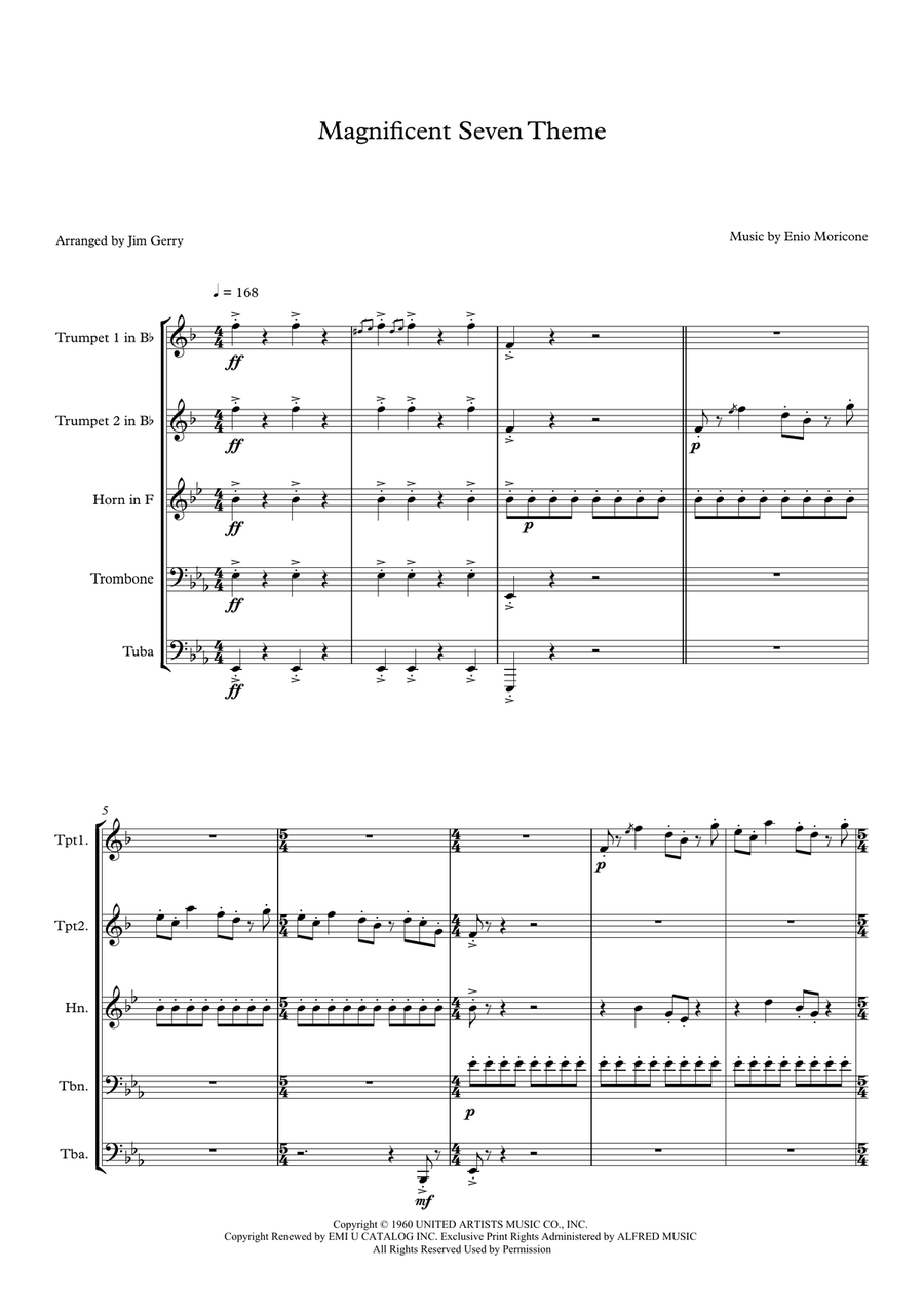 The Magnificent Seven Brass Quintet scores gallery preview page 1