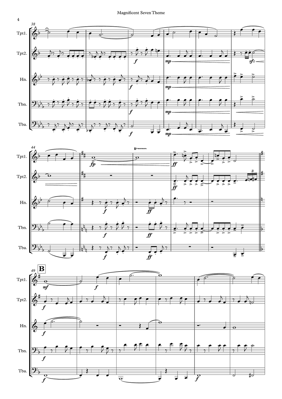 The Magnificent Seven Brass Quintet scores gallery preview page 4
