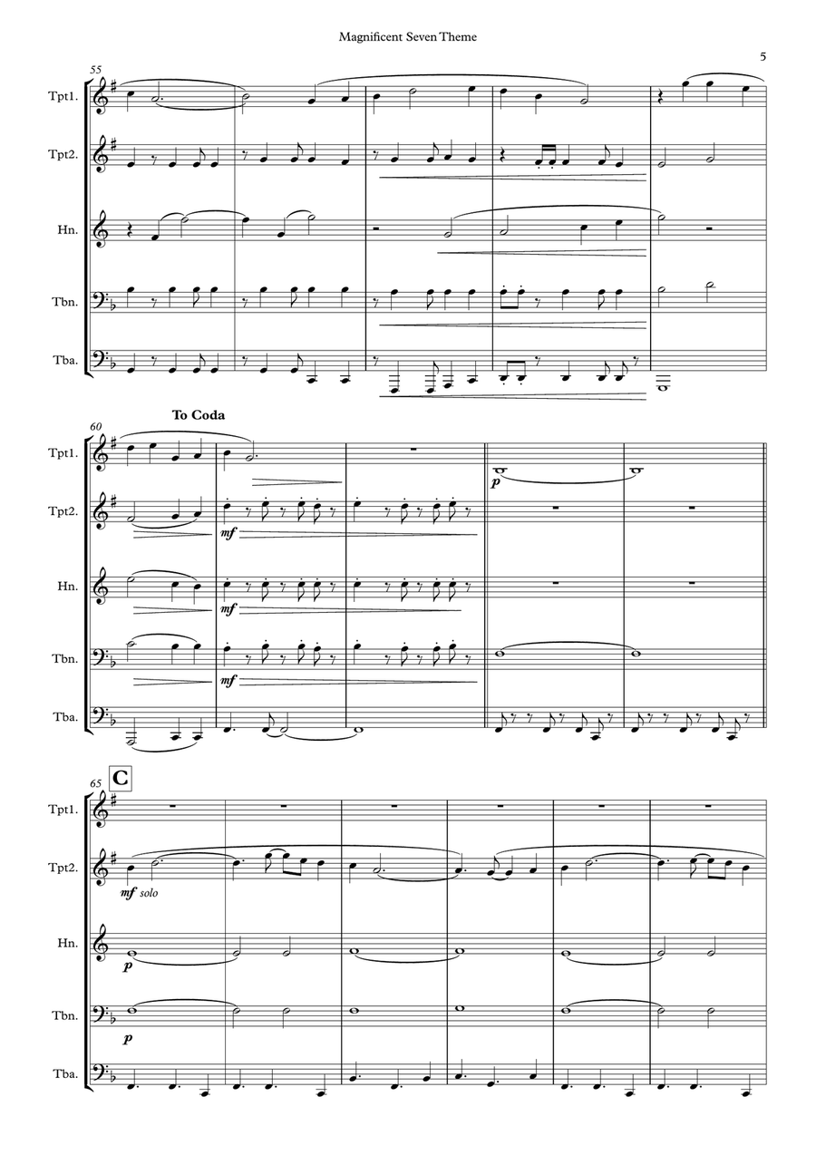 The Magnificent Seven Brass Quintet scores gallery preview page 5