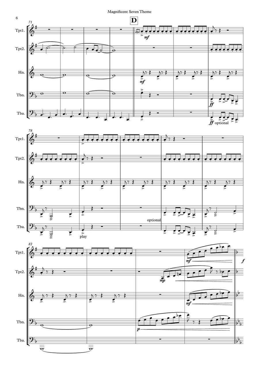 The Magnificent Seven Brass Quintet scores gallery preview page 6