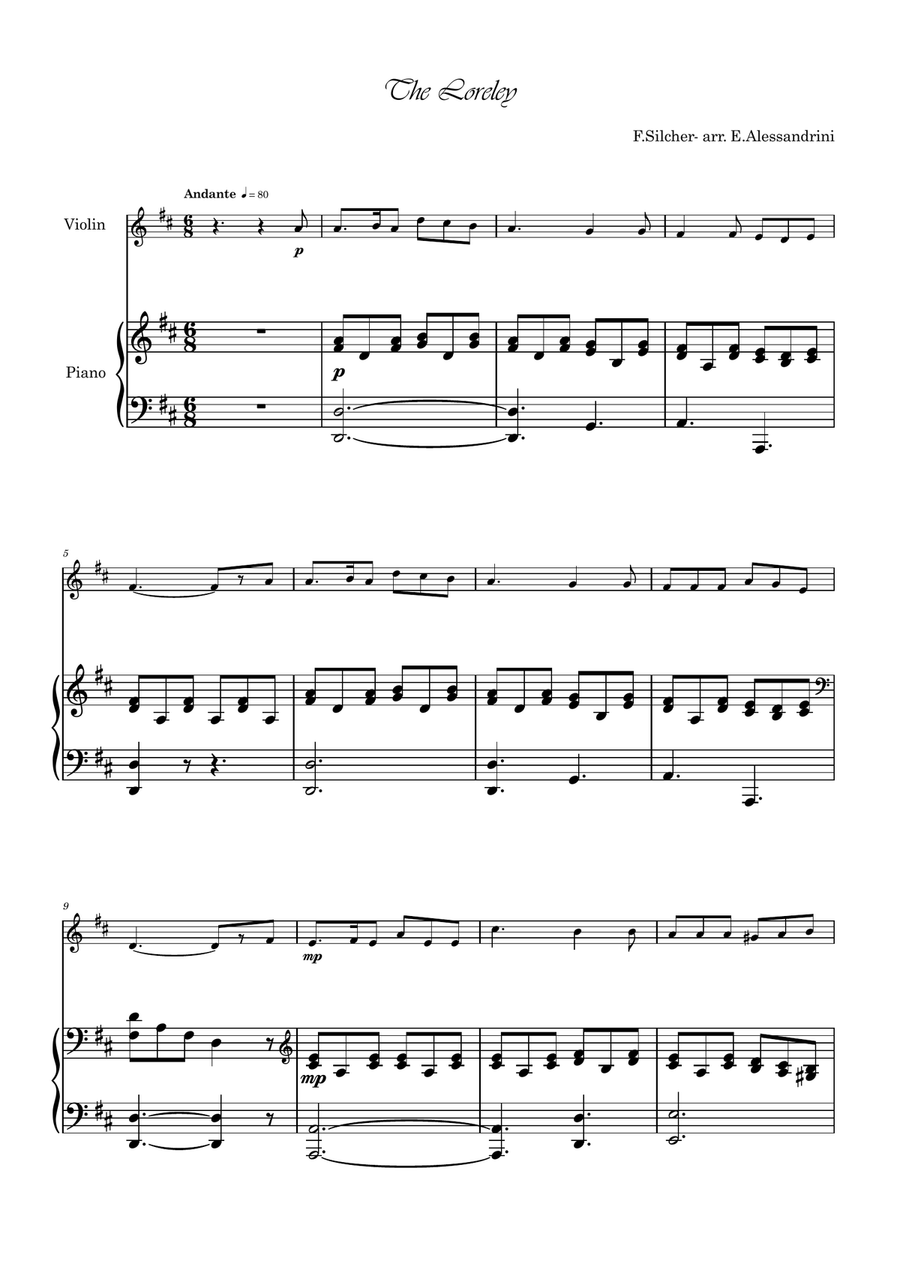 The Lorely. Violin and piano duo Violin Solo scores gallery preview page 1