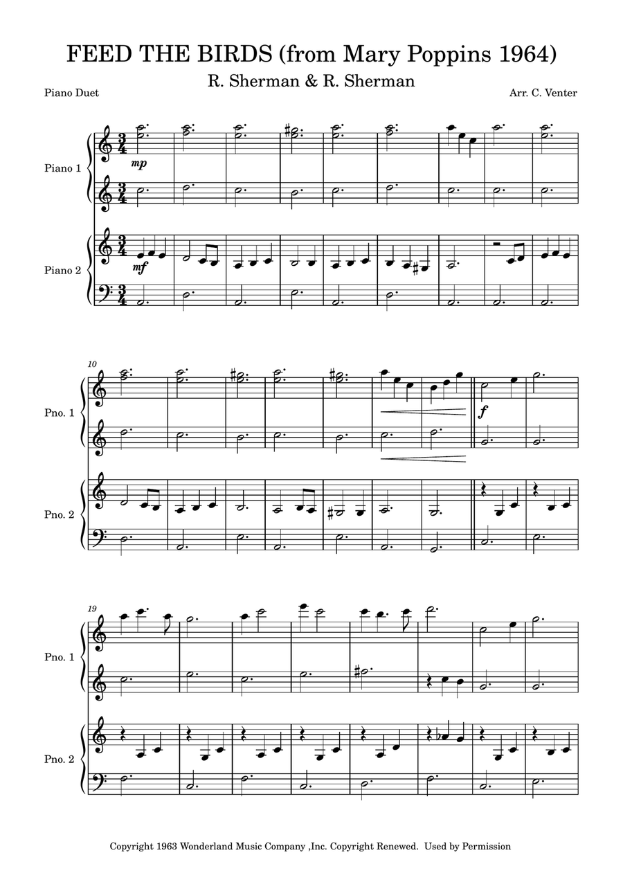 Feed The Birds (Tuppence A Bag) Piano scores gallery preview page 1