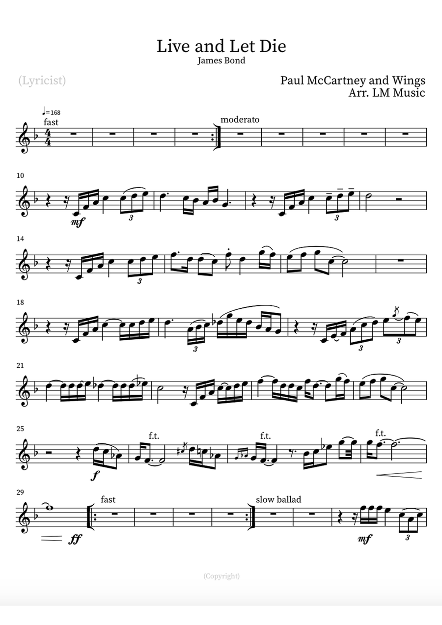 Live and Let Die - Eb Tenor Horn Horn scores gallery preview page 1