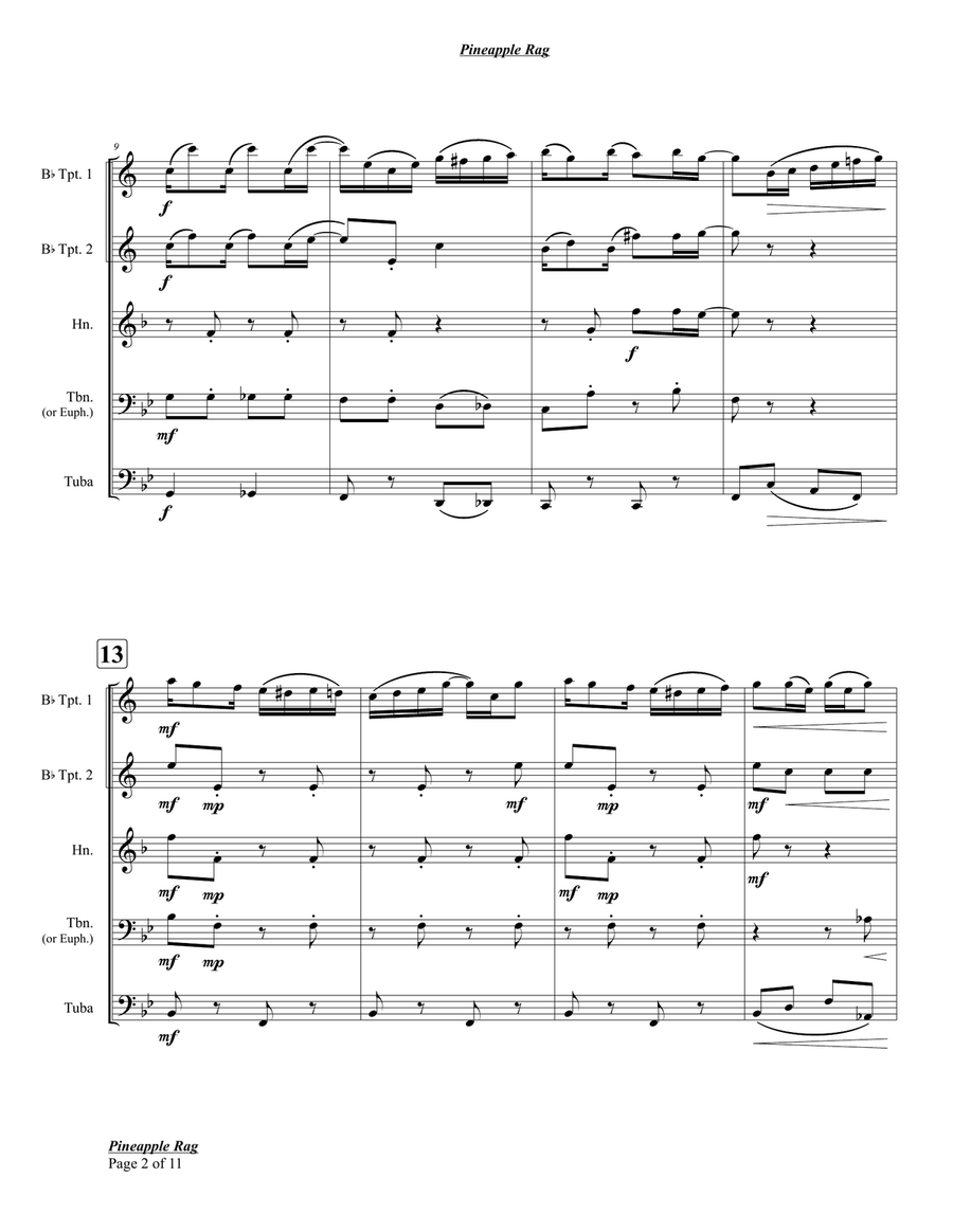 Pineapple Rag Pineapple Rag Brass Quintet scores gallery preview page 2