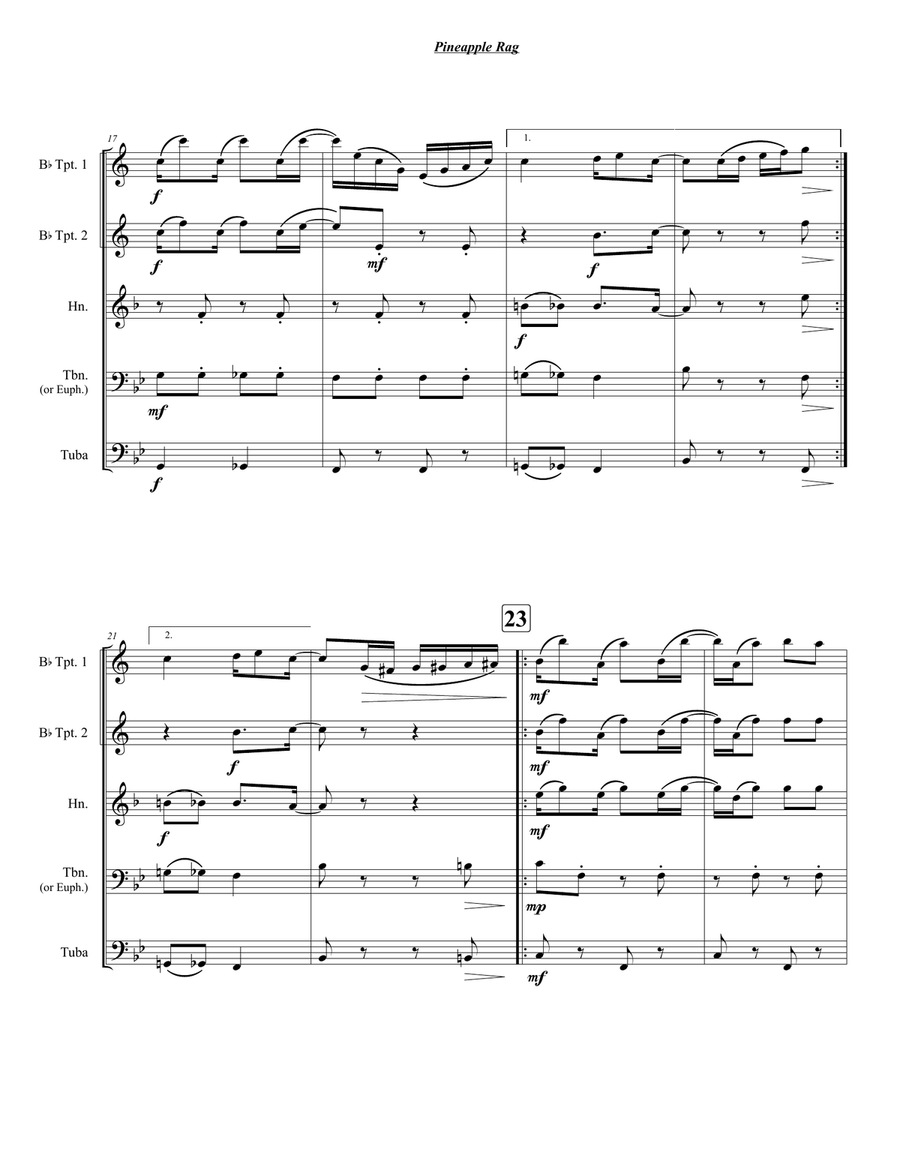 Pineapple Rag Pineapple Rag Brass Quintet scores gallery preview page 3