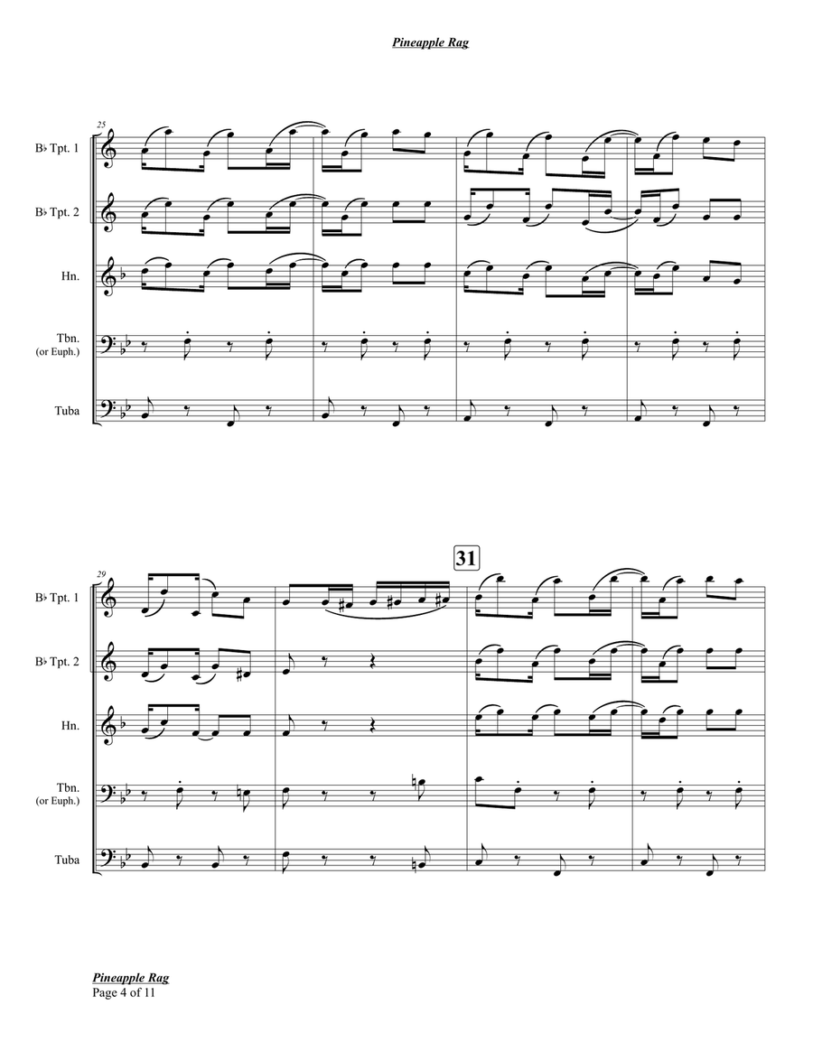 Pineapple Rag Pineapple Rag Brass Quintet scores gallery preview page 4