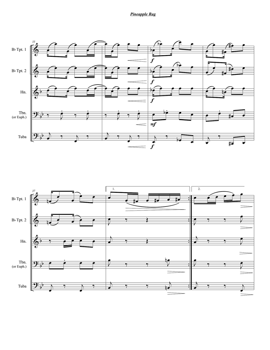 Pineapple Rag Pineapple Rag Brass Quintet scores gallery preview page 5