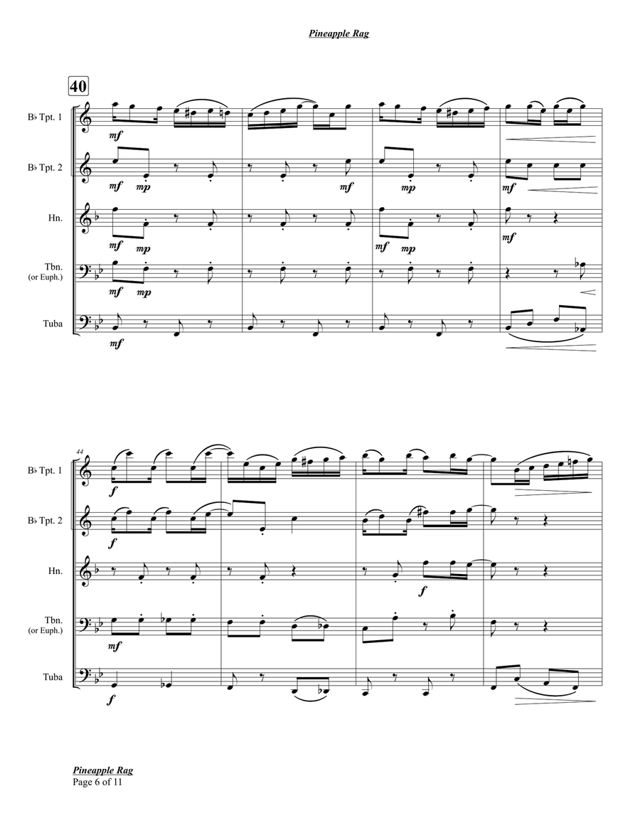 Pineapple Rag Pineapple Rag Brass Quintet scores gallery preview page 6