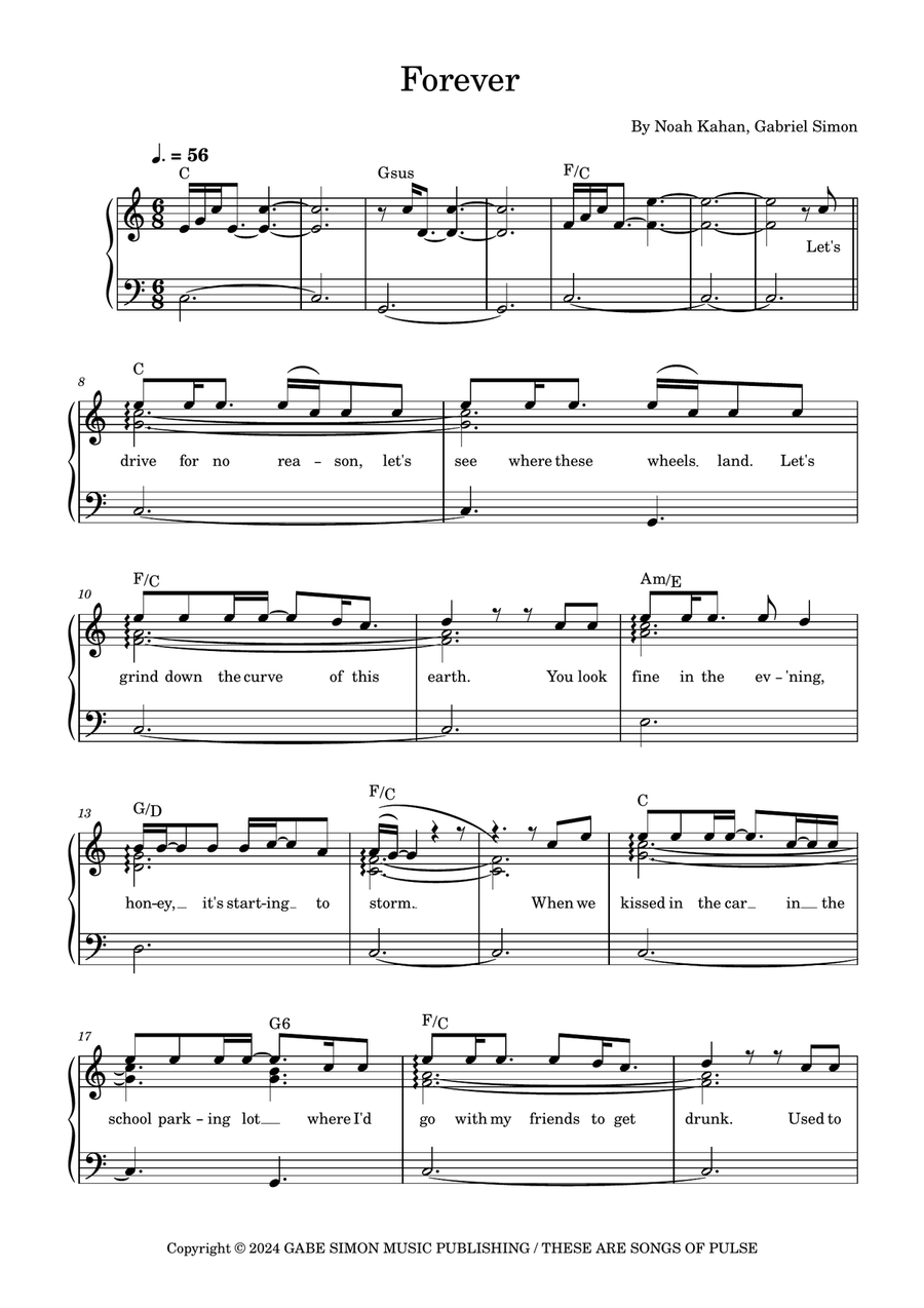 Forever Piano Solo scores gallery preview page 1