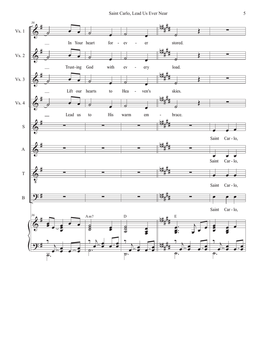 Saint Carlo, Lead Us Ever Near (SATB) 4-Part scores gallery preview page 5