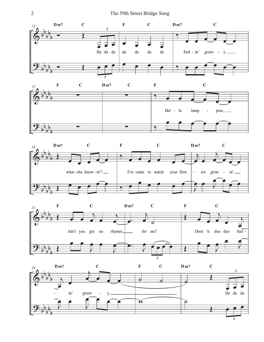 The 59th Street Bridge Song (Feelin' Groovy) Baritone Horn TC scores gallery preview page 2